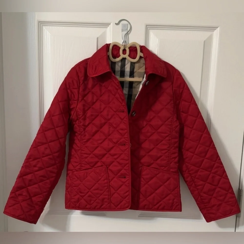 Burberry Kids Red Quilted Puffer Jacket